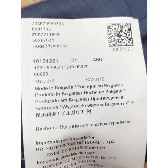 Hugo Boss Genius 2 Mens Slim Fit Stretch Wool Dress Pants 38 x 33.5 Blue RR10728 - Picture 9 of 14